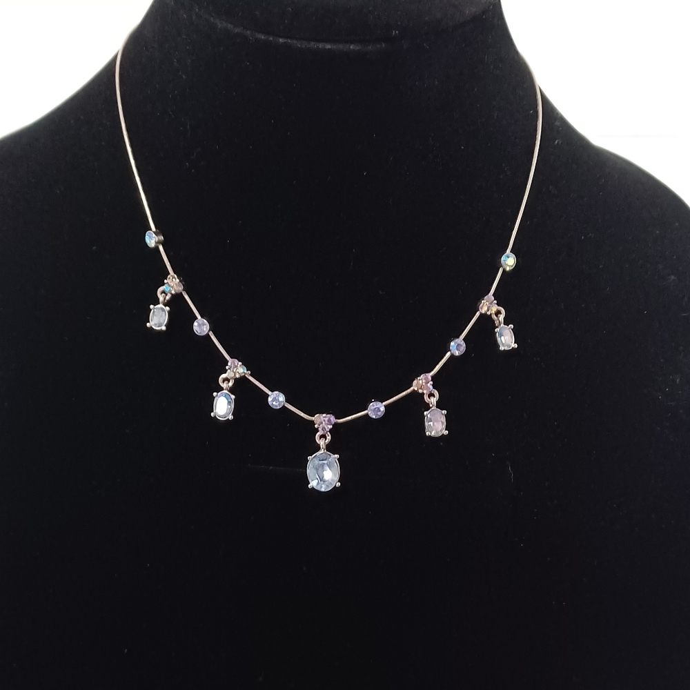 Monet Light Blue Crystal Dangle Necklace - Picture 4 of 7